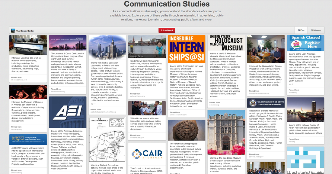 Screenshot of my re-mediating project. Access it by screenreader at www.pinterest.com/tcareercenter