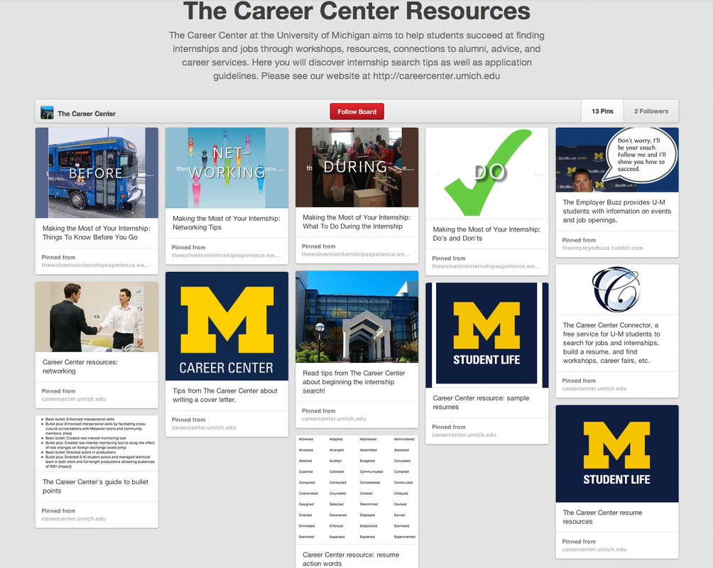 Screenshot of my re-mediating project. Access it by screenreader at www.pinterest.com/tcareercenter